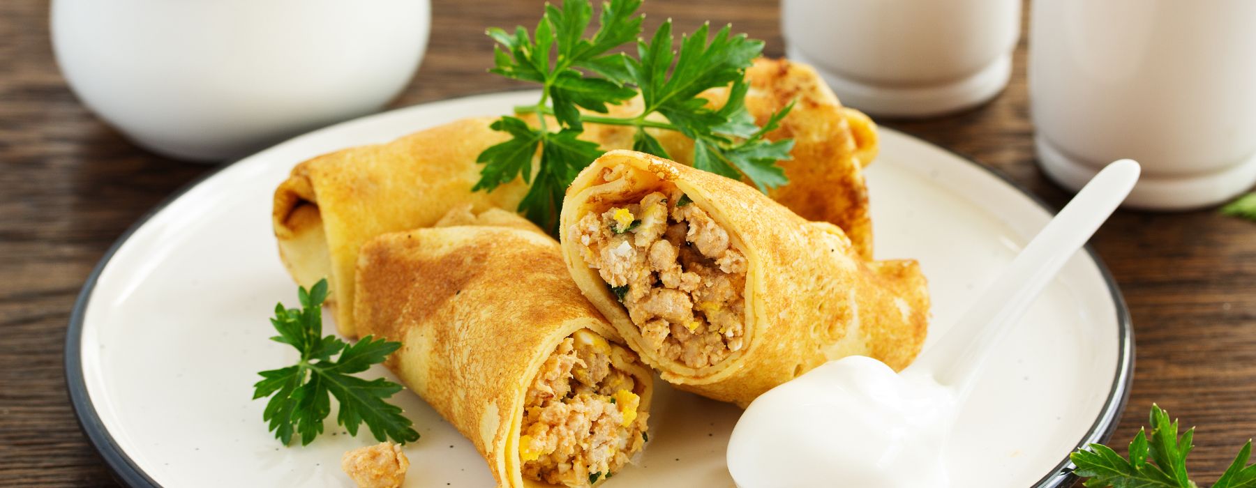 блины с мясом