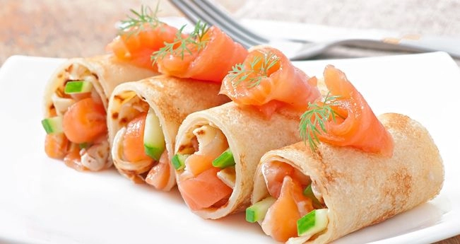 Блины сливочный сыр и семга