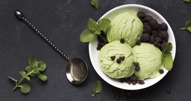 Мятное мороженое с шоколадом Мятное мороженое с шоколадом