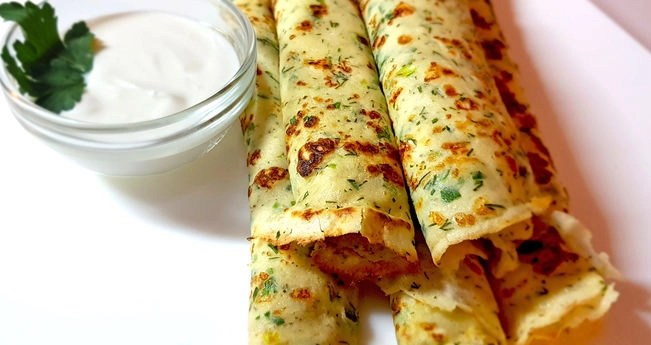 Творожные блины с зеленью